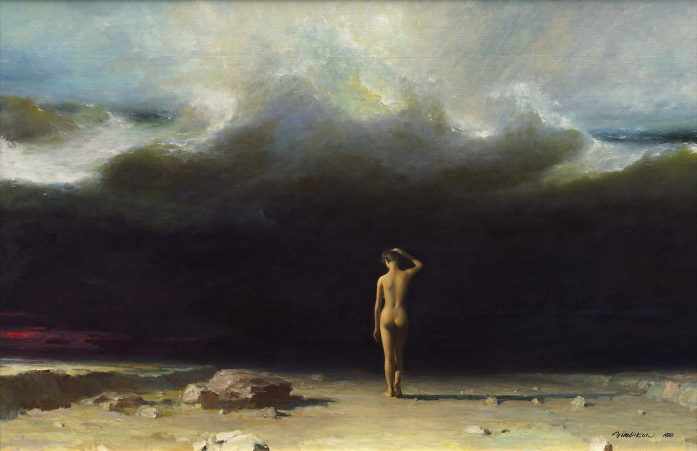 Sunset by Yim Mau-Kun, oil, 130×97cm, 1995
