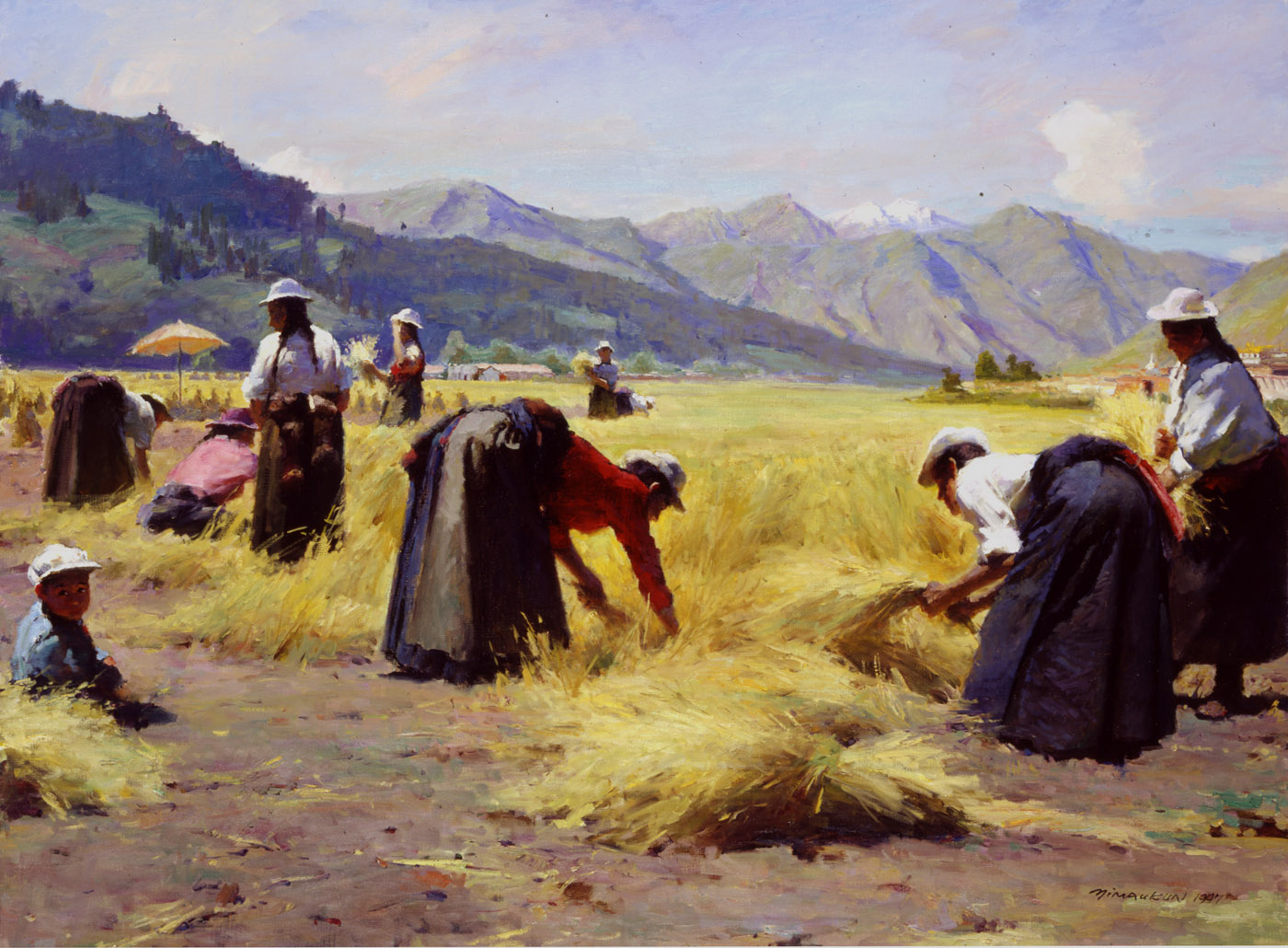 Autumn Harvest on the Plateau 高原秋收 by Yim Mau-Kun