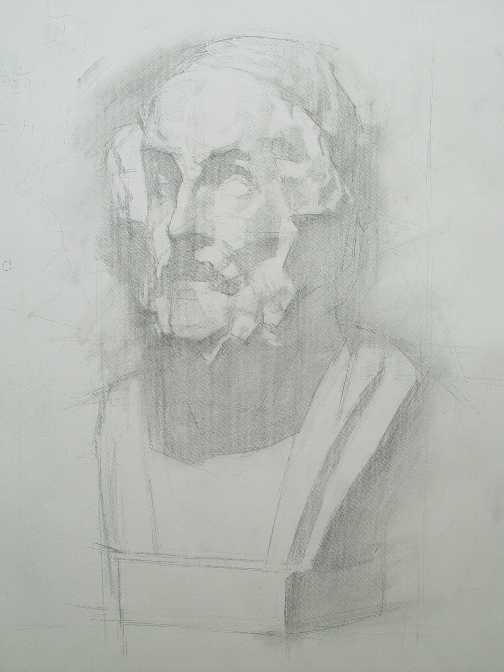 cast drawing, classical bust study, drawing training